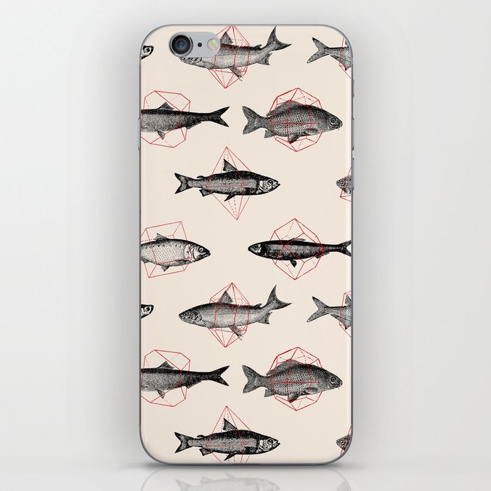Fishes In Geometrics (Red) iPhone Skin