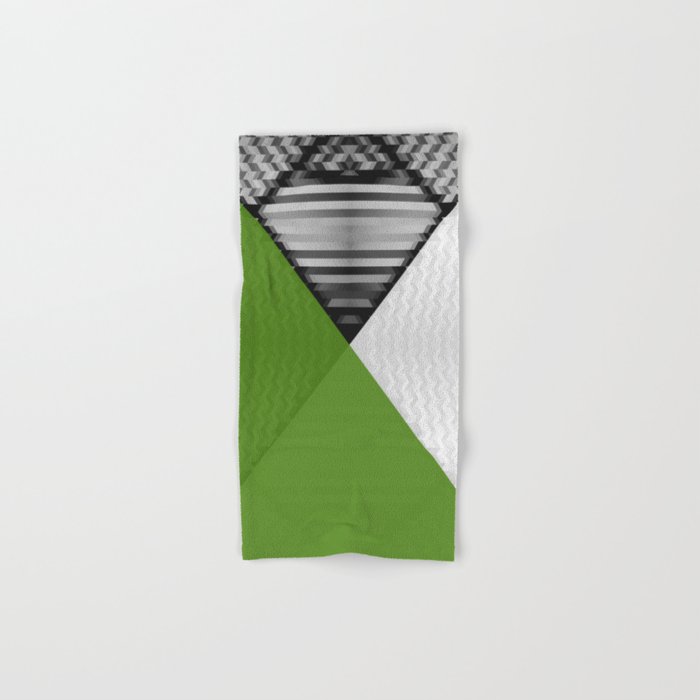 Black White and Grassy Green Hand Bath Towel