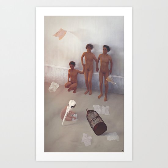 The night when hosted bitterns Art Print
