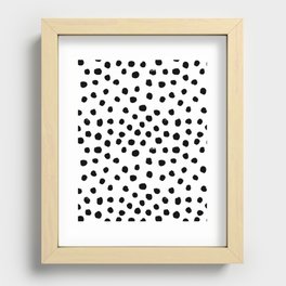 Preppy black and white dots minimal abstract brushstrokes painting illustration pattern print Recessed Framed Print