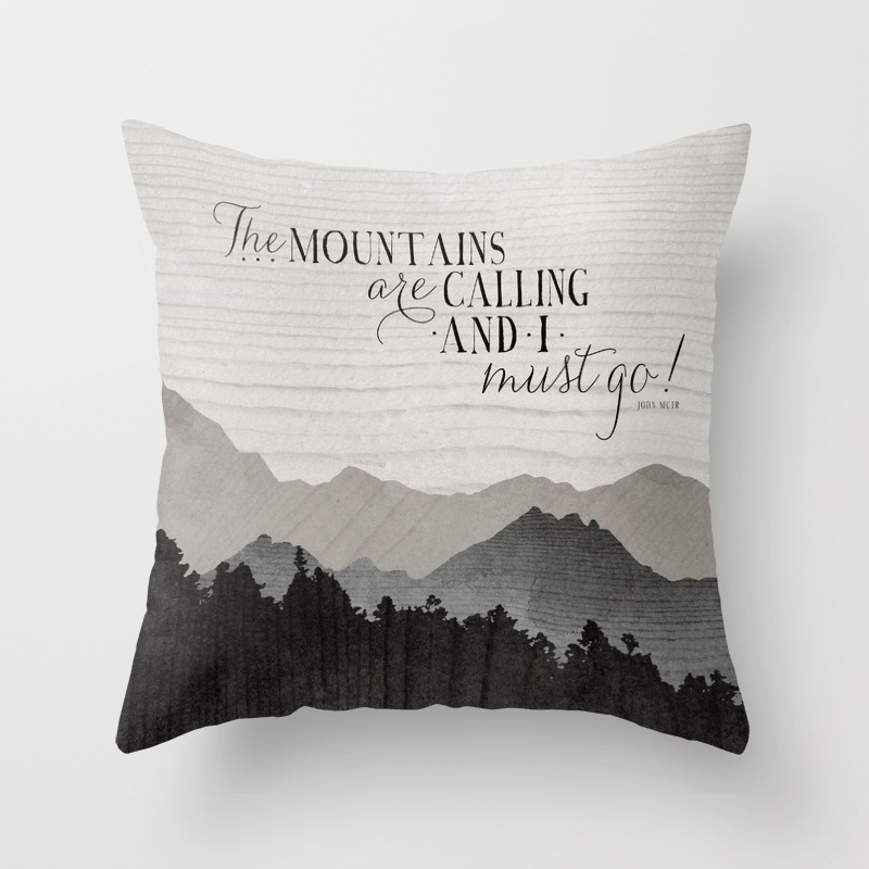 16x16 DesignsByJnk5 Camping The Mountains are Calling and I Must Go Throw Pillow Multicolor 