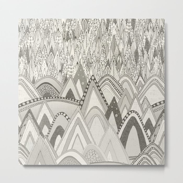 mountains and trees mono Metal Print