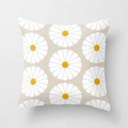 Minimal Botanical Pattern - Daisies Throw Pillow