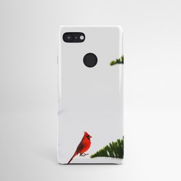 Red Cardinal next to Evergreens Android Case