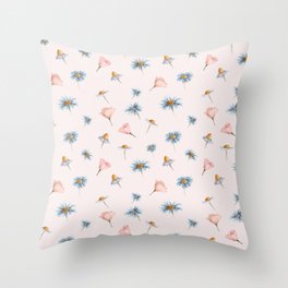 Poppies and daisies Throw Pillow