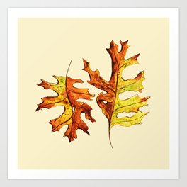 Ink And Watercolor Painted Dancing Autumn Leaves Art Print