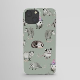 I love opossum iPhone Case | Painting, Party, White, Hat, Possum, Green, Opossum, Pink, Pattern, Cute 