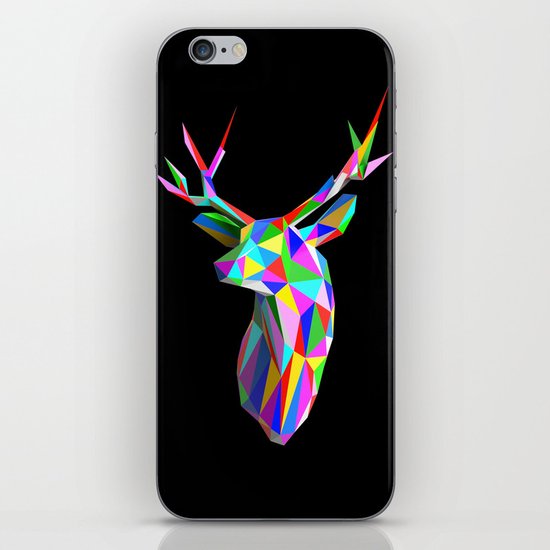 3D Stag Black Background iPhone & iPod Skin