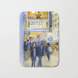 Richard Rodgers - NYC - Broadway - Theater District Bath Mat | Watercolor, Trump, Broadway, Citscape, Newyorkcity, Rifkin, Painting, Streetart, Ricardrodgers, Theatredistrict 