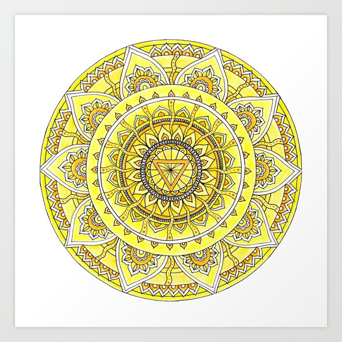 Solar Plexus Chakra Healing Mandala - Manipura - Watercolor Art Print