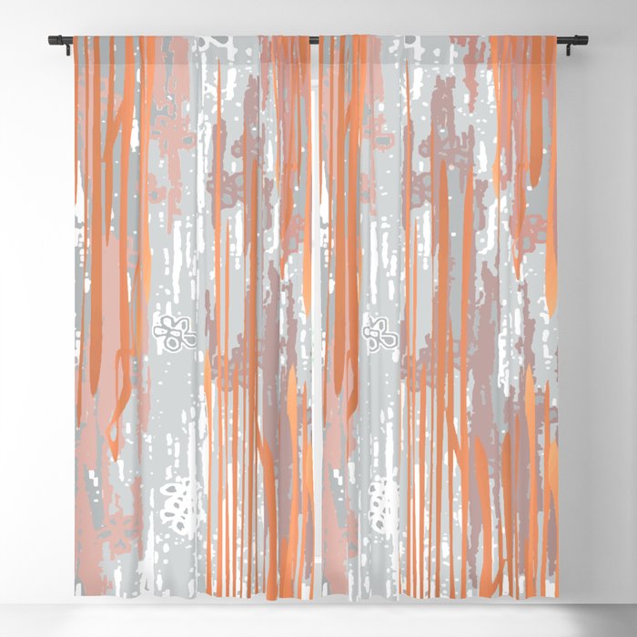 Abstract ink. Gray. metallic. orange. abstract. .minimalist. line. minimalism. lines. Blackout Curtain