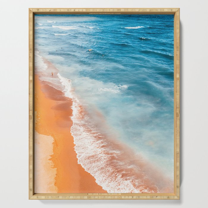 Aerial Beach Print, Retro Beach Photography, Vintage Aerial Photography, Summer Blue Ocean Print, Sea Beach Print, Ocean Print, Ocean Waves, Beach Art Serving Tray
