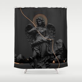 No3 in Black Antique Statues Trio Shower Curtain