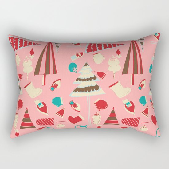 Vintage Christmas Pink Rectangular Pillow