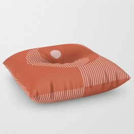 Geometric Lines Ying and Yang V in Rust Rosegold Floor Pillow