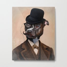 Murphy of Cork Metal Print | Funny, Pitbullart, Animalsinclothes, Mustache, Digital Manipulation, Photo, Pitbulls, Tophat, Pitbull, Dogs 