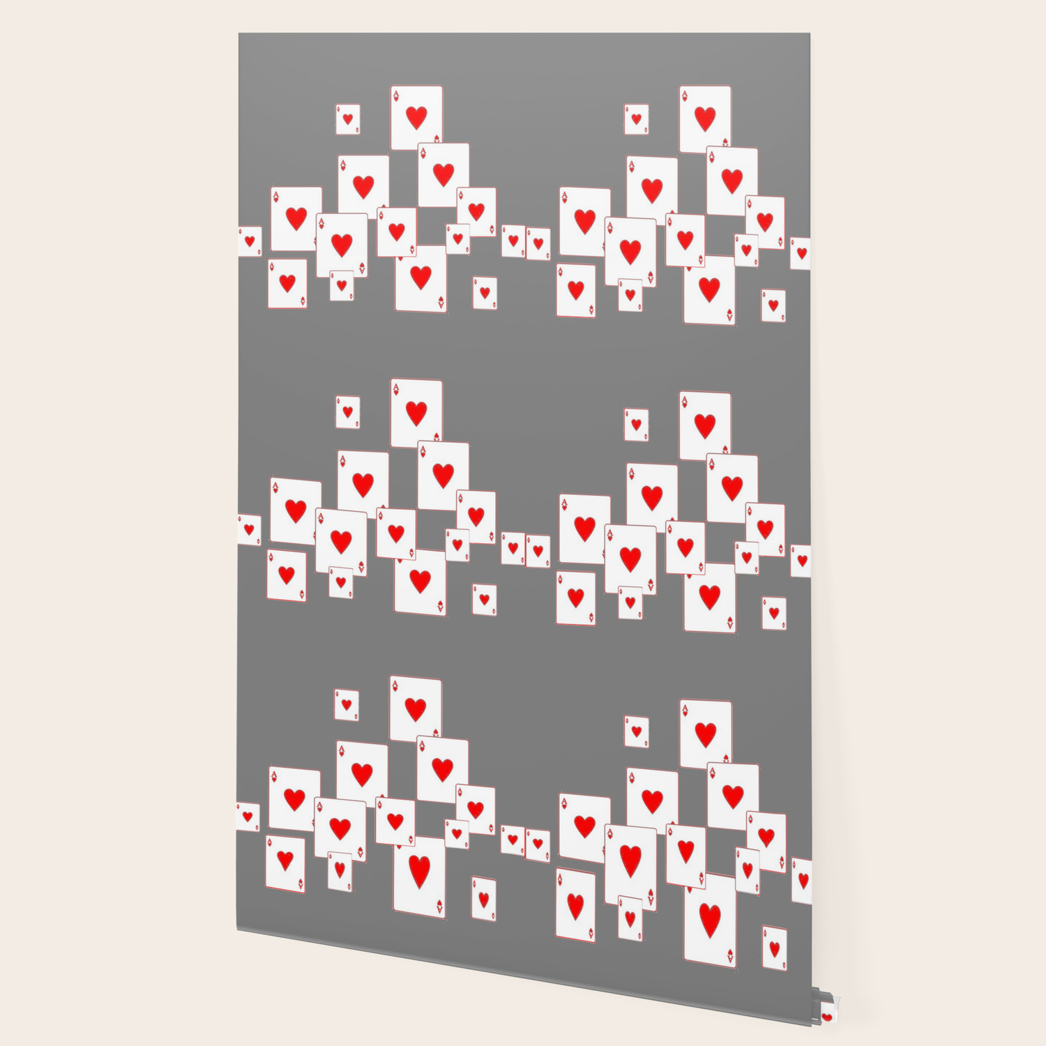 Grey Colored Aces Red Hearts Casino Playing Cards Wallpaper By Sharlesart Society6