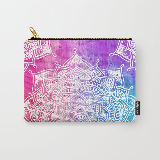 White Mandala on Watercolour Carry-All Pouch