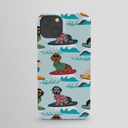 dachshund surfing dog breed pattern pet gifts iPhone Case