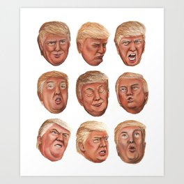 Faces Of Donald Trump Art Print