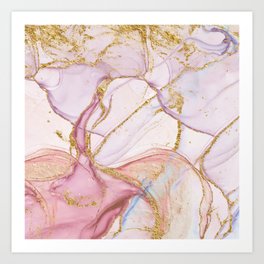 Blush Glamour Alcohol Ink Marble Texture Art Print