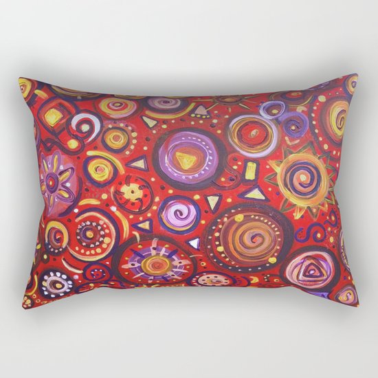 Red Square Abstract Painting Rectangular Pillow