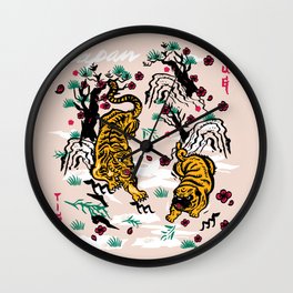 Tiger and Pug Japanese style Wall Clock | Tiger, Drawing, Digital, Asia, Japanesetiger, Japan, Curated, Pug, Vintage, Ink Pen 