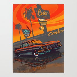 RETRO CLASSIC VINTAGE CAR SUNSET Poster