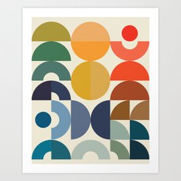 Luna Art Print | Modern, Curve, Bold, Contemporary, Geometric, Rainbow, Mod, Digital, Circle, Colorful 