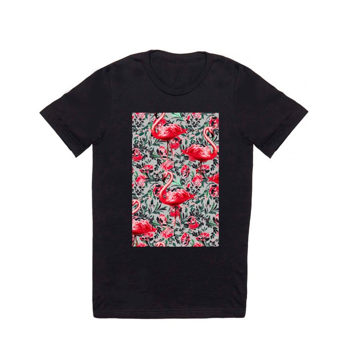 Flamingos and Flowers T Shirt