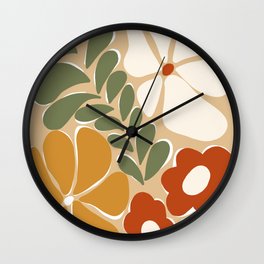 70s boho botanical flowers   Wall Clock