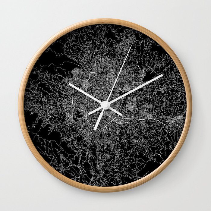 Kathmandu Black Map Wall Clock