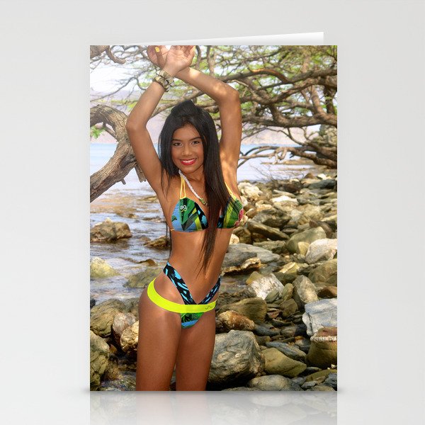 [ BIODIVERSE.CO ] Colombian Exotic Sexy Girl Ween on the Rocks Stationery Cards
