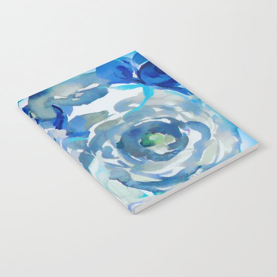 Sky Blue Painterly Floral Abstract Notebook