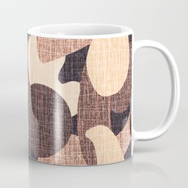 Retro Sixties Abstract Rounded Spotted Shapes Pattern with Textured Linen Fabric Style  Coffee Mug