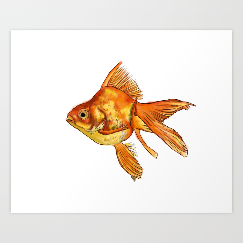 Gold Fish Painting Wall Art Art Print By Idillard Society6