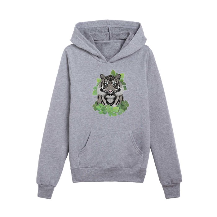 White Jungle Tiger Kids Pullover Hoodie