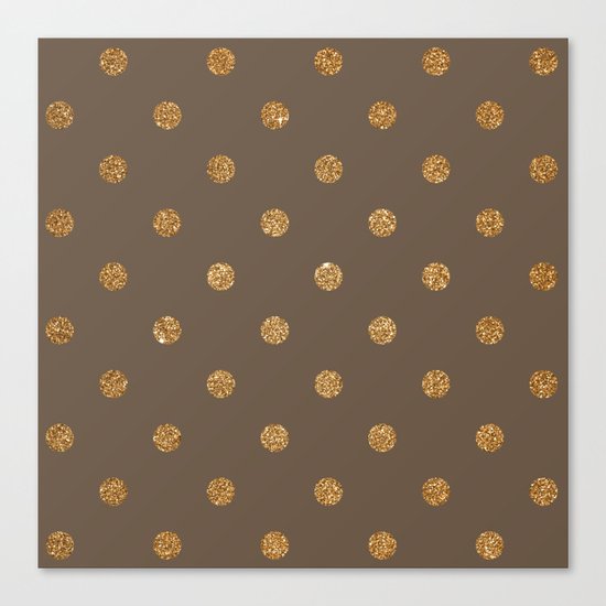 Brown Gold Glitter Dots Canvas Print