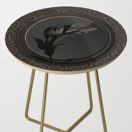 Shadowy Black Treacleberry Botanical Art with Gold Art Deco Side Table