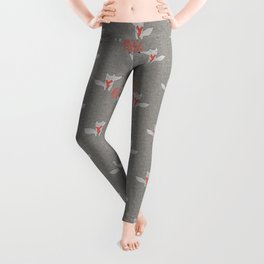 Fox in love with heart gray texture all you need is love Leggings