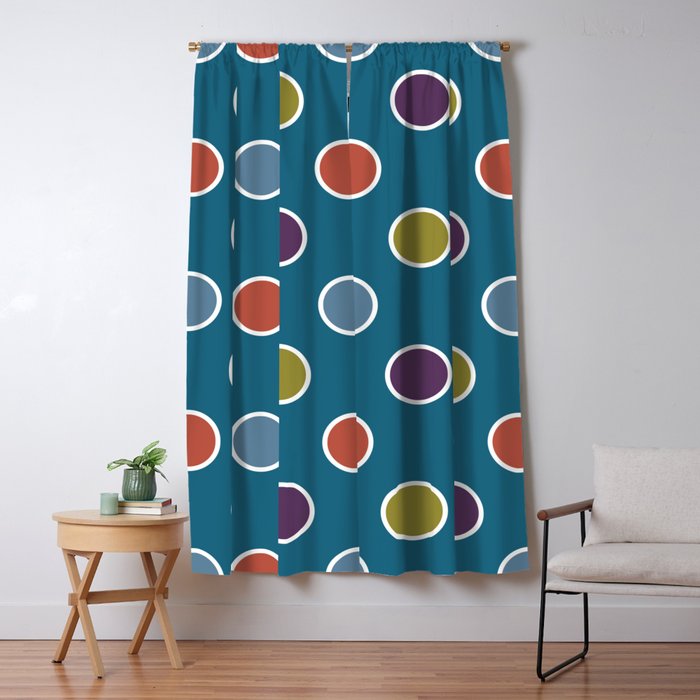 Geometric Candy Dot Circles In Brown Purple Blue Green Blackout Curtain By Denidesigns Geometric Candy Dot Circles In Brown Purple Blue Green Blackout Curtain By Denidesigns