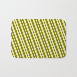 [ Thumbnail: Pale Goldenrod and Green Colored Lines Pattern Bath Mat ]