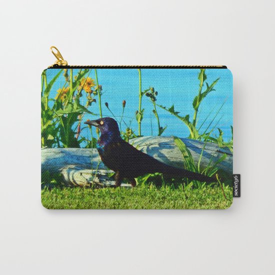 Bright Eyed Black Bird Carry-All Pouch