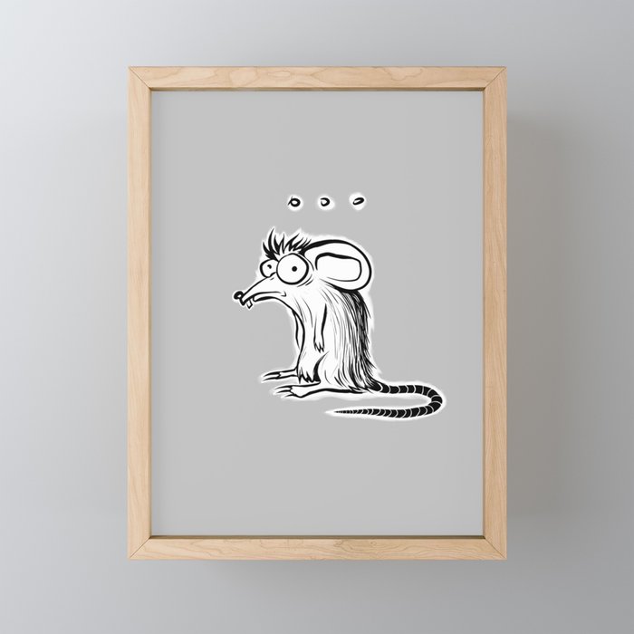 Tired funny rat Dumbo Framed Mini Art Print