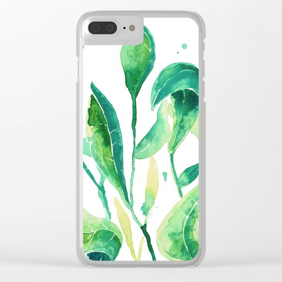 new water color leaves Clear iPhone Case