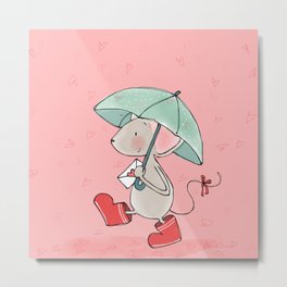 Little Mouse - Lovely Rain Metal Print