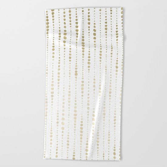 NYC Nights Gold Polka Dot Stripes Beach Towel