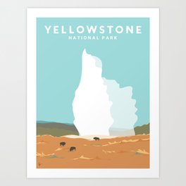 Old Faithful Geyser, Yellowstone National Park, Wyoming Travel Poster Art Print