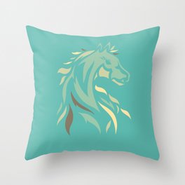 Horse Friend Tattoo - Color Illustration  -   Equestrian Amazing 00022 - decor design Throw Pillow