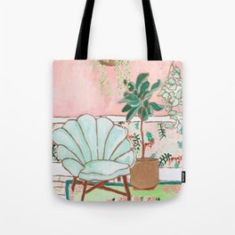 Art Deco Velvet Mint Shell Chair in Jungle Room with Tigers Tote Bag